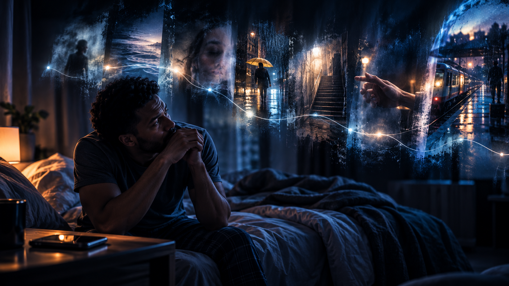 Seven mornings of accumulated dream fragments visualizing a week of practicing dream recall.